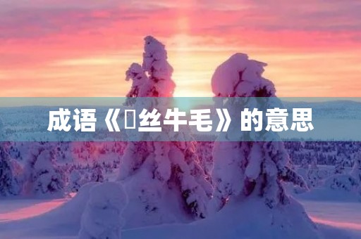 成语《蠒丝牛毛》的意思 成语《蠒丝牛毛》的意思