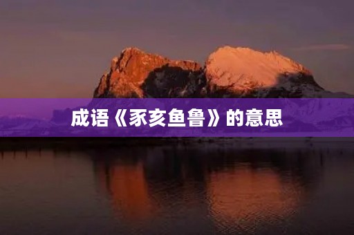 成语《豕亥鱼鲁》的意思 成语《豕亥鱼鲁》的意思