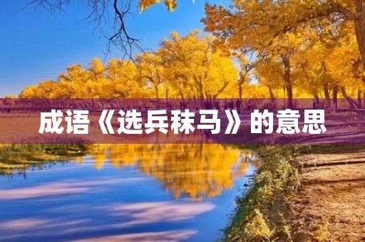 成语《选兵秣马》的意思 成语《选兵秣马》的意思