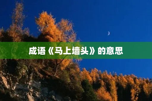 成语《马上墙头》的意思 成语《马上墙头》的意思