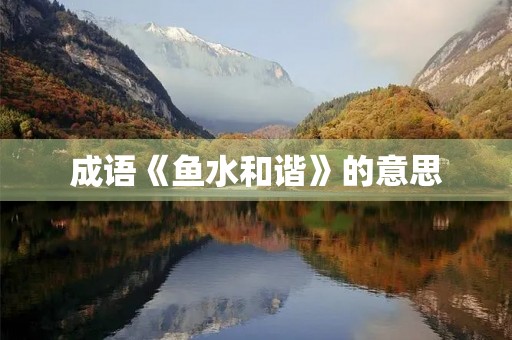 成语《鱼水和谐》的意思 成语《鱼水和谐》的意思