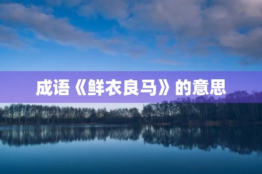 成语《鲜衣良马》的意思 成语《鲜衣良马》的意思