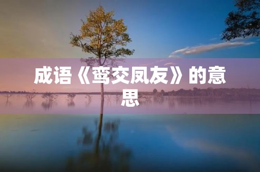 成语《鸾交凤友》的意思