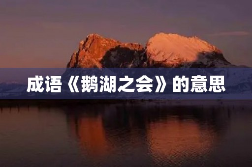 成语《鹅湖之会》的意思