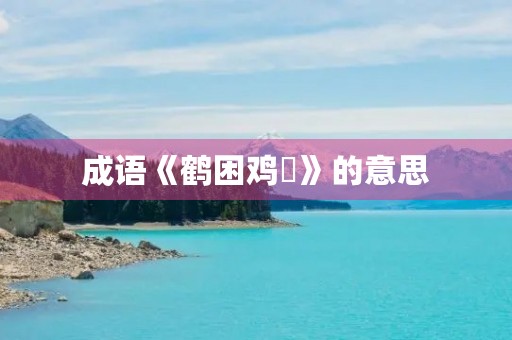 成语《鹤困鸡羣》的意思