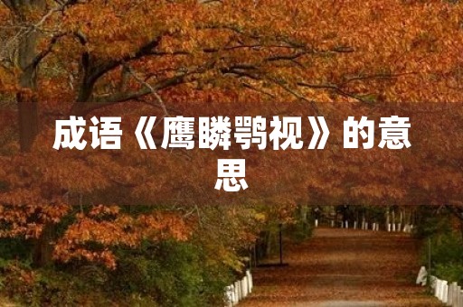 成语《鹰瞵鹗视》的意思