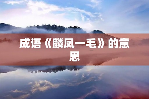 成语《麟凤一毛》的意思