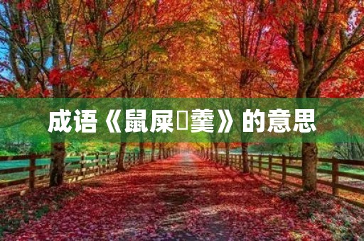 成语《鼠屎汙羹》的意思 成语《鼠屎汙羹》的意思
