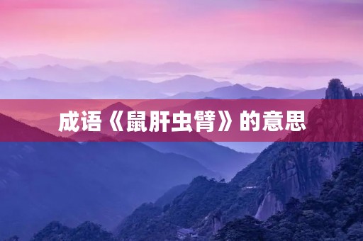 成语《鼠肝虫臂》的意思