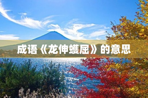成语《龙伸蠖屈》的意思 成语《龙伸蠖屈》的意思