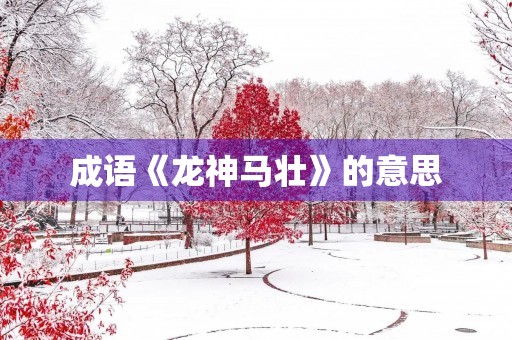 成语《龙神马壮》的意思 成语《龙神马壮》的意思