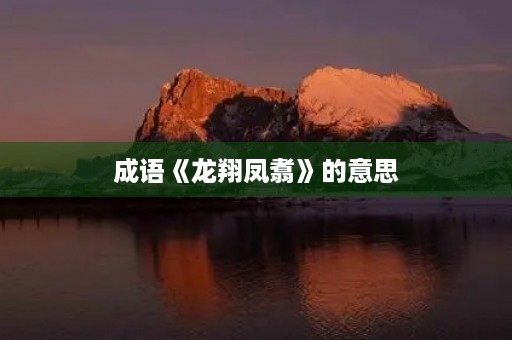 成语《龙翔凤翥》的意思 成语《龙翔凤翥》的意思