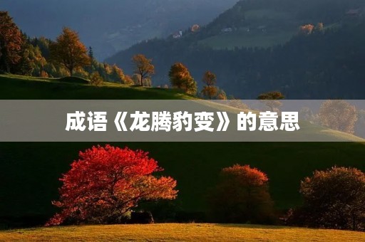 成语《龙腾豹变》的意思 成语《龙腾豹变》的意思