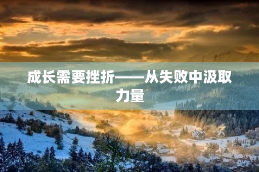 成长需要挫折——从失败中汲取力量