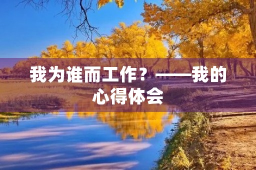 我为谁而工作？——我的心得体会