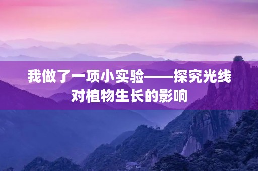 我做了一项小实验——探究光线对植物生长的影响
