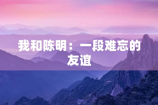 我和陈明:一段难忘的友谊 我和陈明:一段难忘的友谊