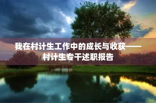 我在村计生工作中的成长与收获——村计生专干述职报告