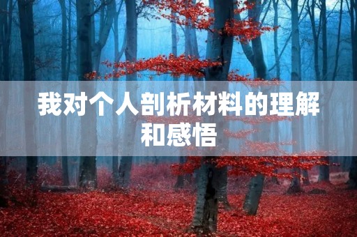 我对个人剖析材料的理解和感悟 我对个人剖析材料的理解和感悟