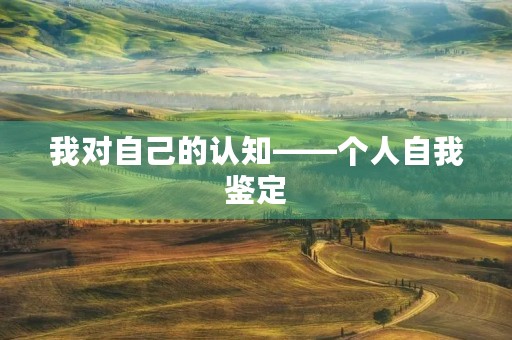 我对自己的认知——个人自我鉴定 我对自己的认知——个人自我鉴定