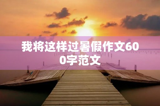我将这样过暑假作文600字范文