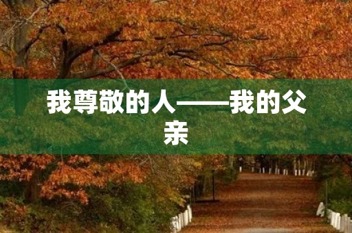 我尊敬的人——我的父亲 我尊敬的人——我的父亲