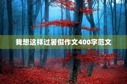 我想这样过暑假作文400字范文