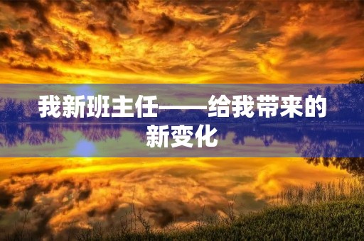 我新班主任——给我带来的新变化