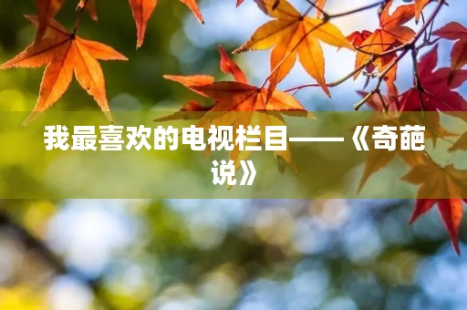 我最喜欢的电视栏目——《奇葩说》