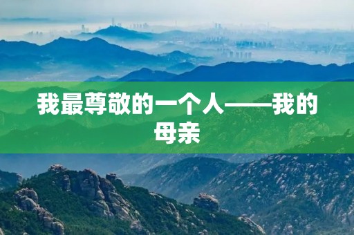 我最尊敬的一个人——我的母亲