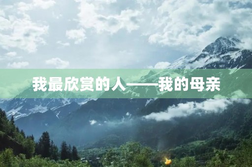 我最欣赏的人——我的母亲 我最欣赏的人——我的母亲
