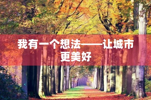 我有一个想法——让城市更美好