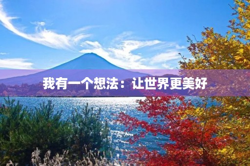 我有一个想法：让世界更美好