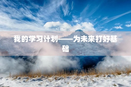 我的学习计划——为未来打好基础