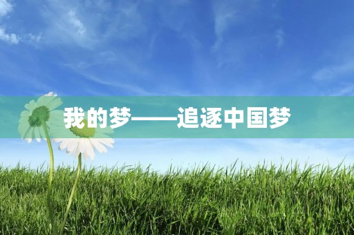 我的梦——追逐中国梦 我的梦——追逐中国梦
