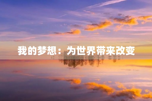 我的梦想:为世界带来改变 我的梦想:为世界带来改变