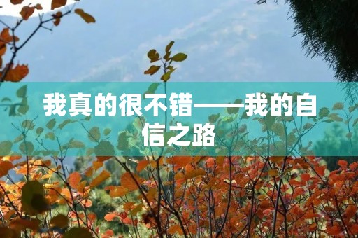 我真的很不错——我的自信之路