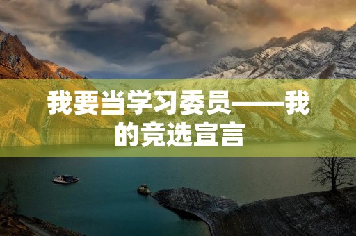 我要当学习委员——我的竞选宣言 我要当学习委员——我的竞选宣言