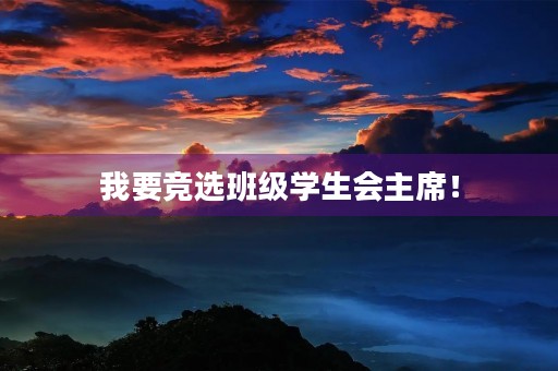 我要竞选班级学生会主席！