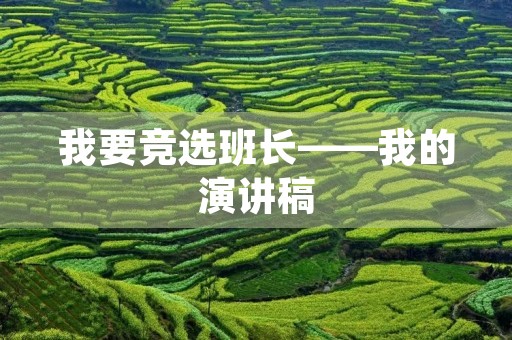 我要竞选班长——我的演讲稿 我要竞选班长——我的演讲稿