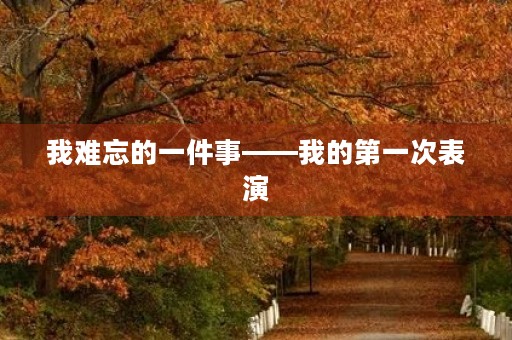 我难忘的一件事——我的第一次表演
