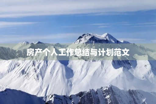 房产个人工作总结与计划范文