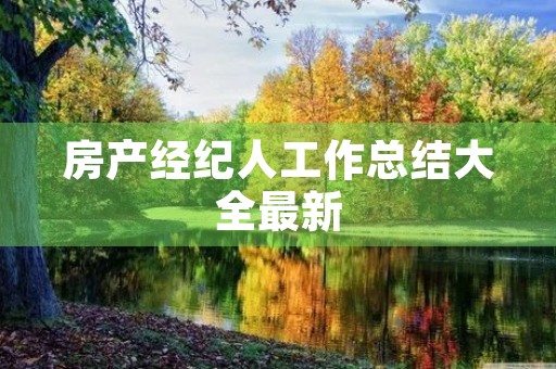 房产经纪人工作总结大全最新 房产经纪人工作总结大全最新