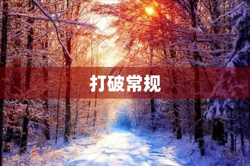 打破常规，走出自己的路