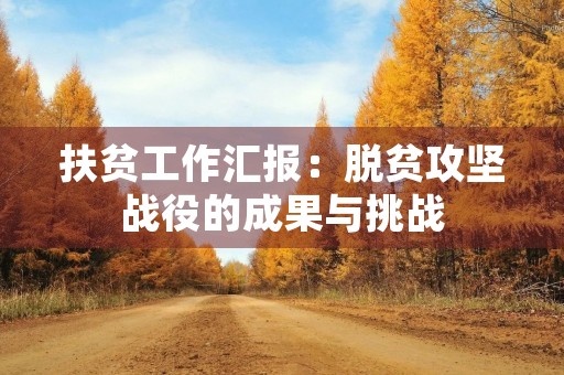 扶贫工作汇报：脱贫攻坚战役的成果与挑战