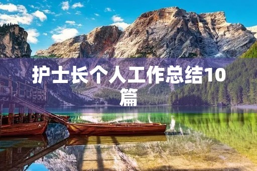 护士长个人工作总结10篇
