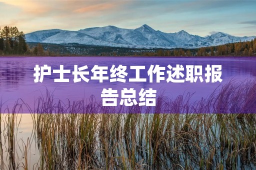 护士长年终工作述职报告总结 护士长年终工作述职报告总结