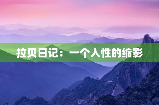 拉贝日记:一个人性的缩影 拉贝日记:一个人性的缩影