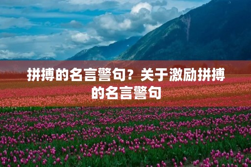 拼搏的名言警句？关于激励拼搏的名言警句
