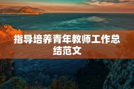 指导培养青年教师工作总结范文